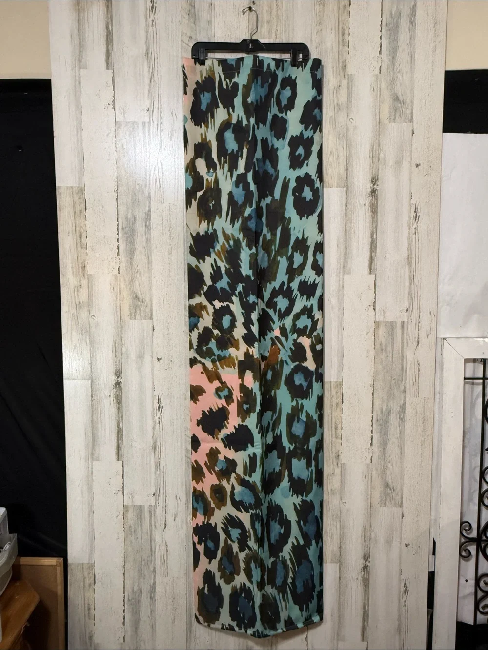 Society6 Aqua, Pink & Black Leopard Shower Curtain